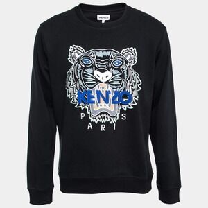 Kenzo Tiger Sweatshirt Mens Large Black Paris Logo Crewneck Portugal Embroidered